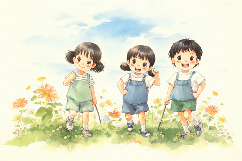 学生放暑假夏天手绘插画