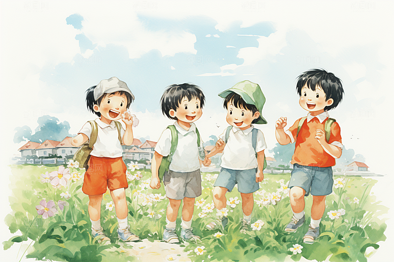 学生放暑假手绘放假了插画