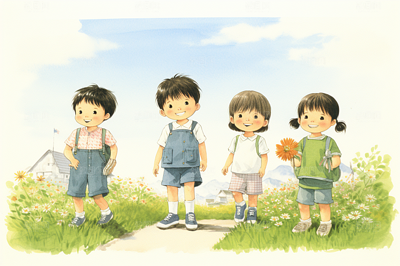 学生放暑假手绘结业插画