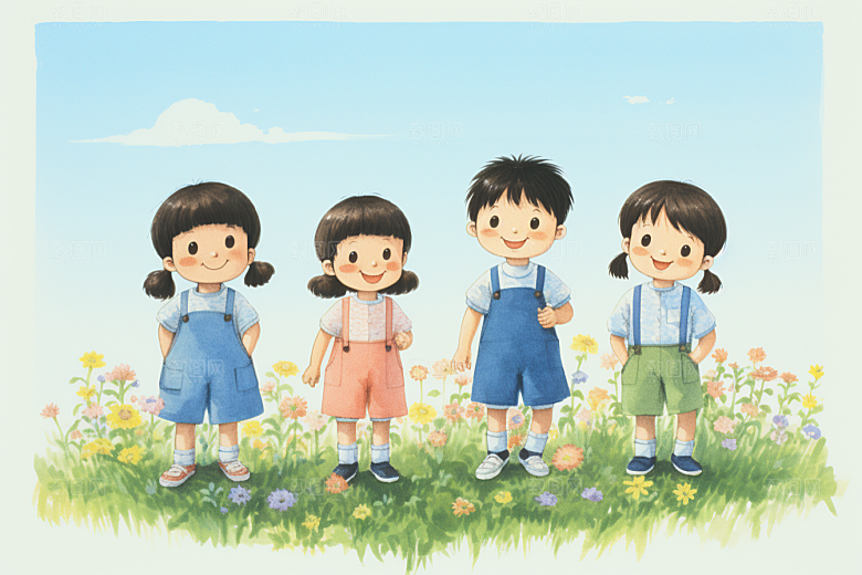 学生放暑假放假了快乐插画