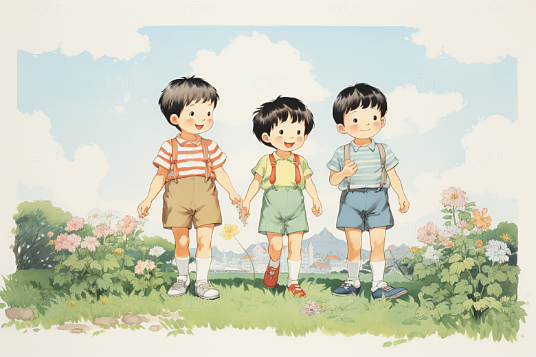 学生放暑假快乐夏天插画