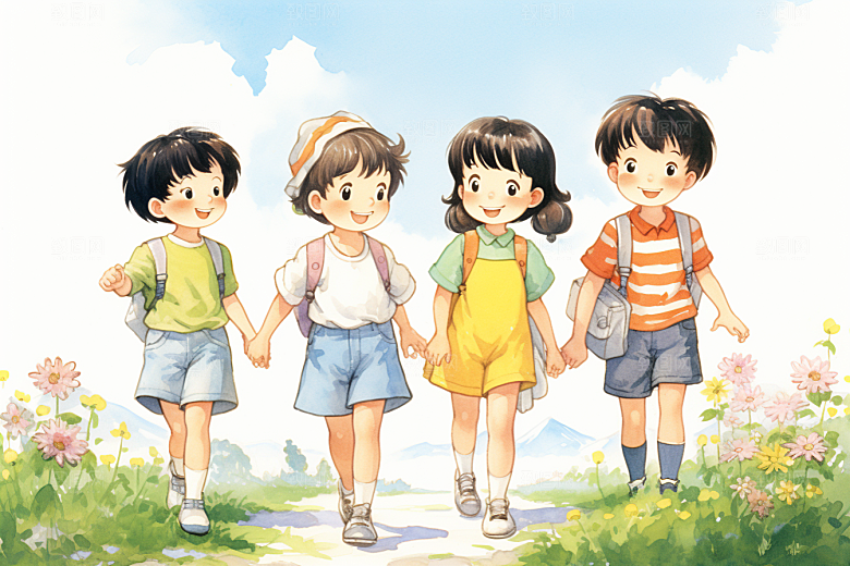 学生放暑假夏季放假了插画
