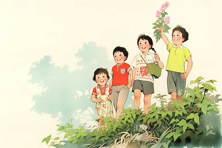 学生放暑假出游毕业旅游插画