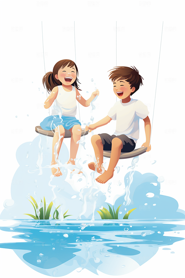 学生放暑假手绘夏季插画