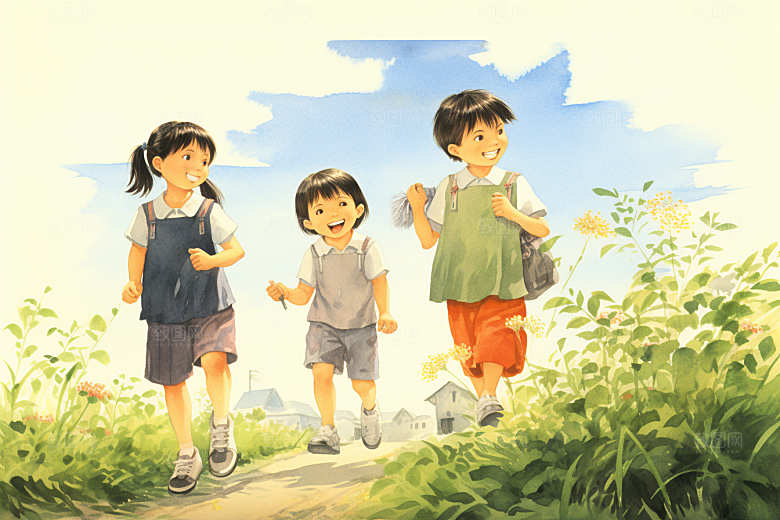 学生放暑假旅游毕业旅游插画