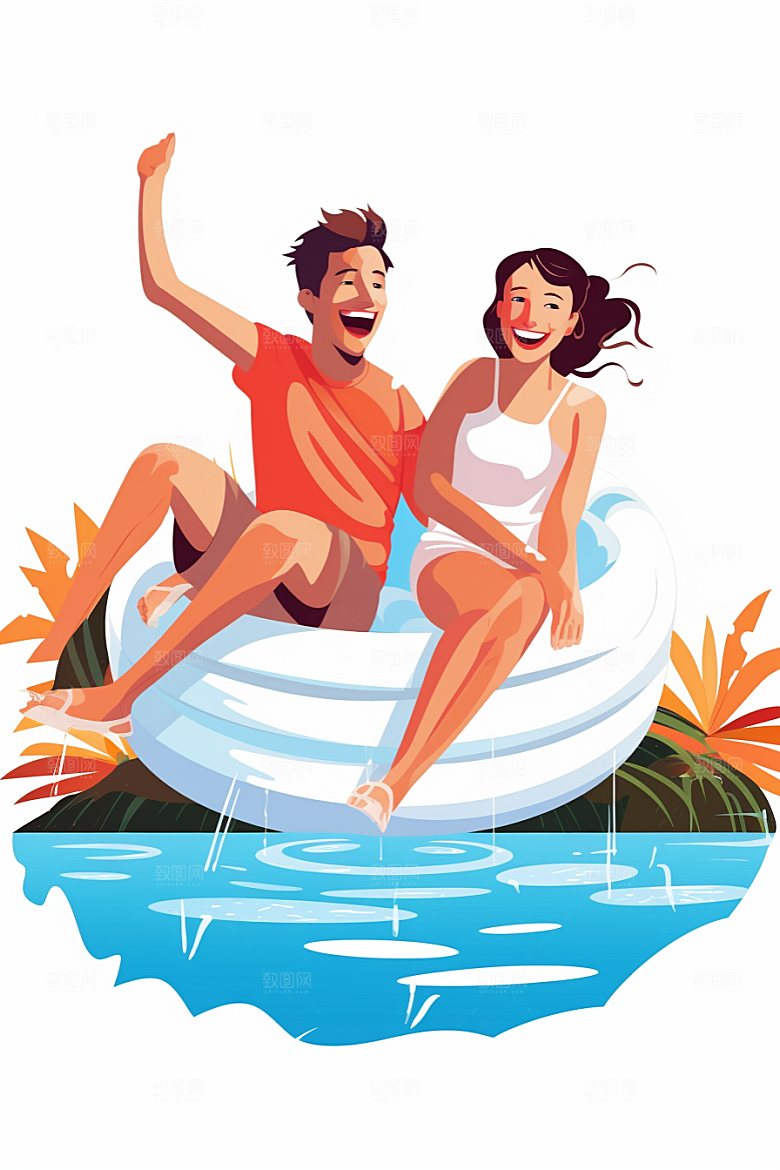 学生放暑假夏天快乐插画