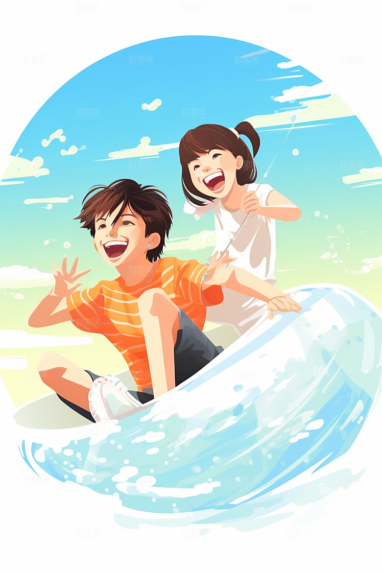 学生放暑假毕业旅游旅游插画