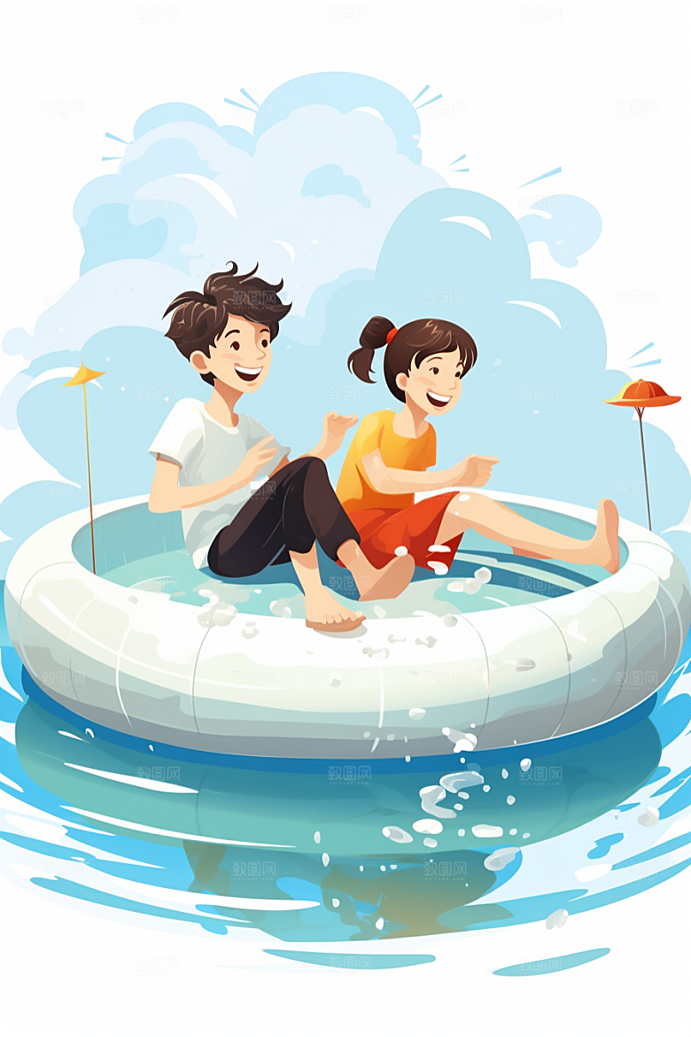 学生放暑假放假了夏天插画