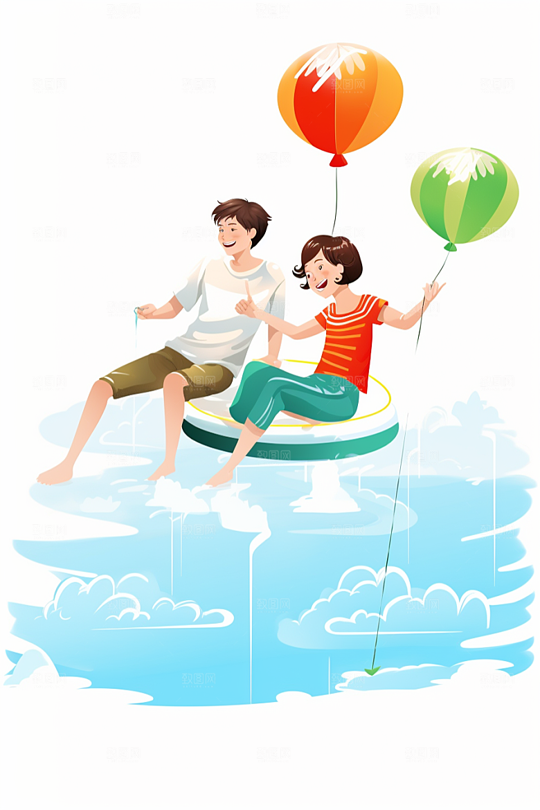 学生放暑假毕业旅游结业插画