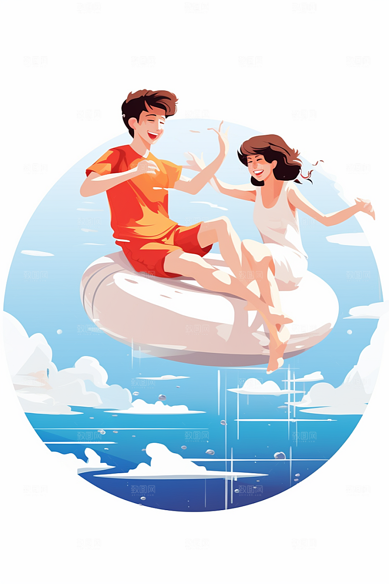 学生放暑假手绘毕业旅游插画