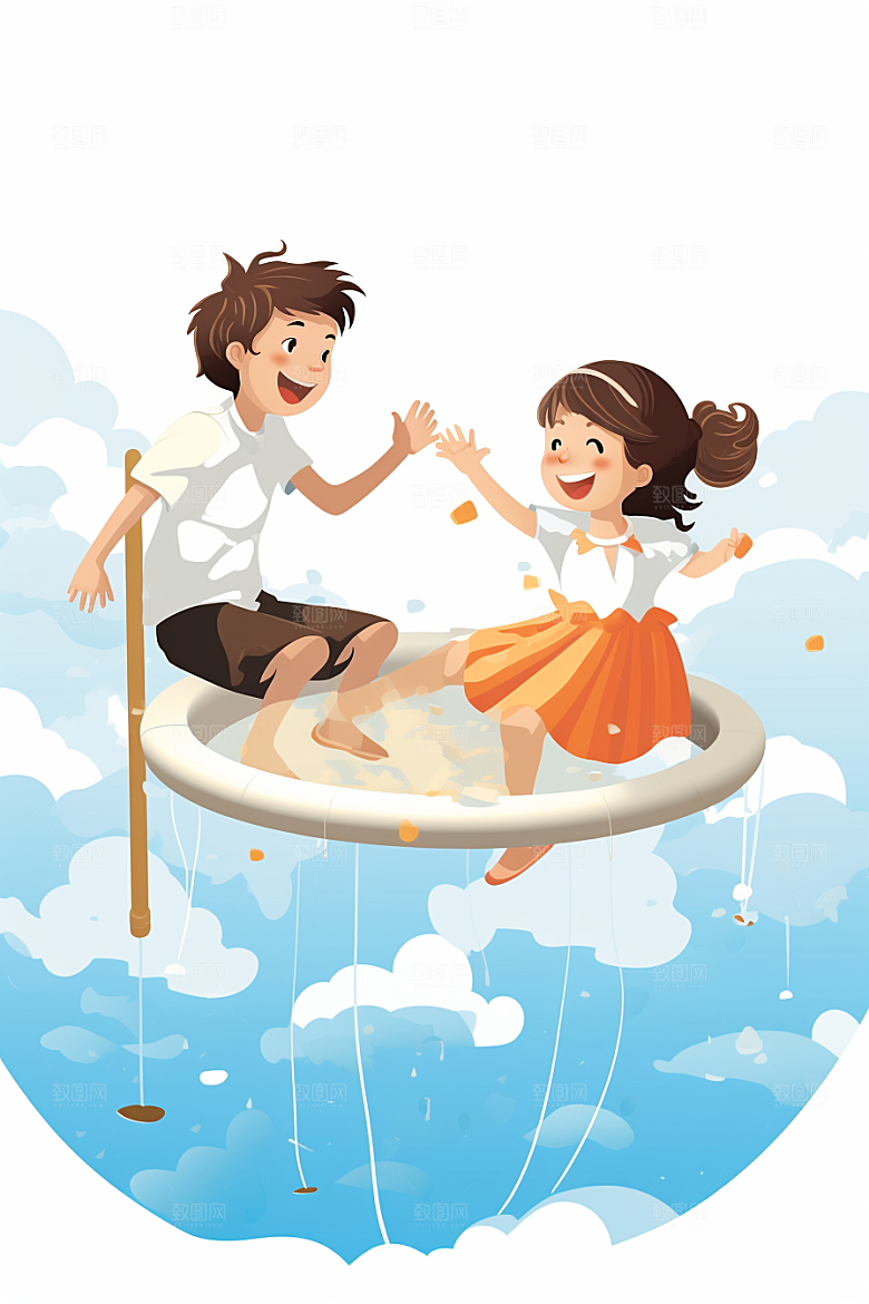 学生放暑假手绘夏季插画