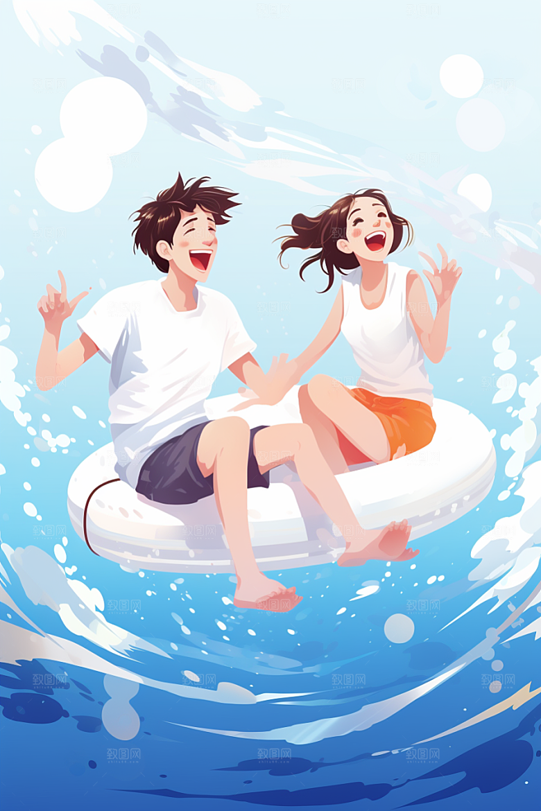 学生放暑假出游毕业旅游插画