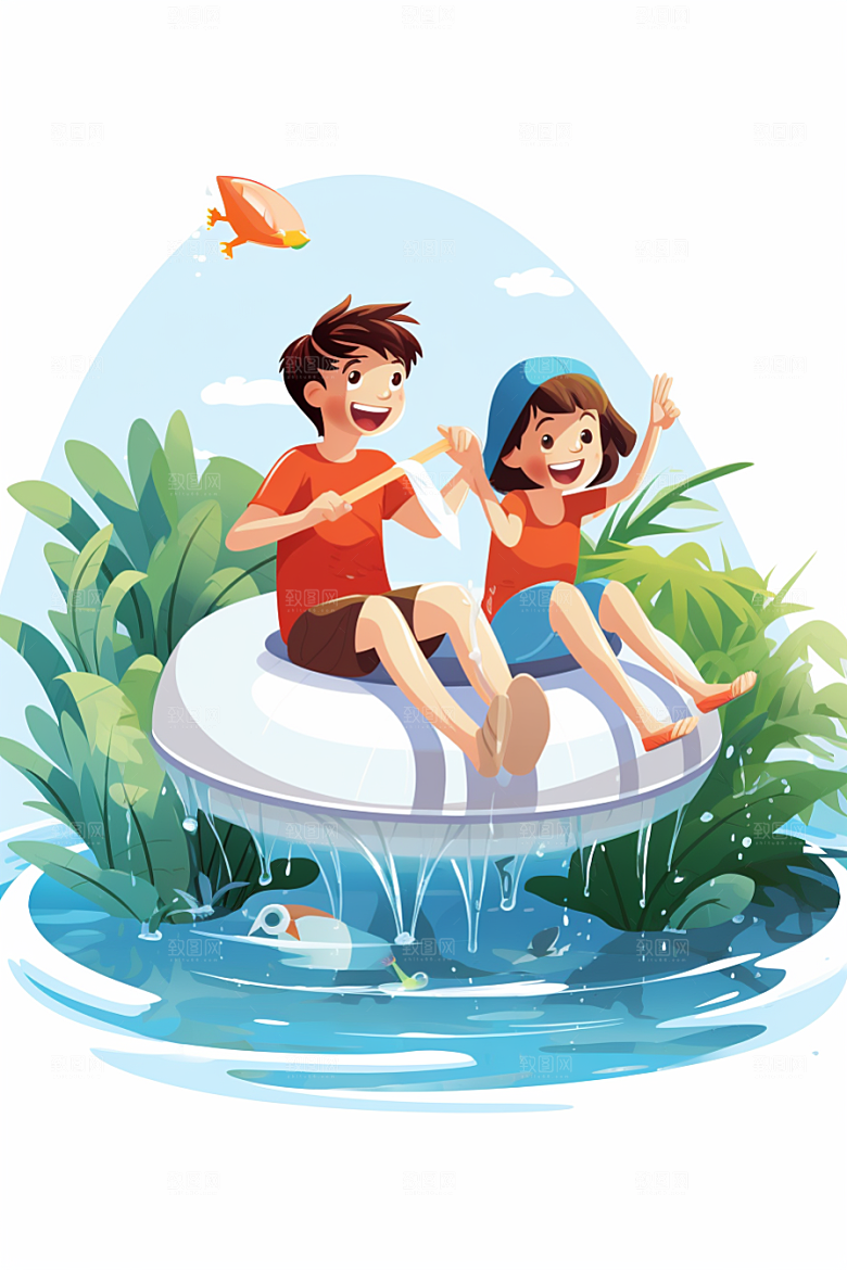学生放暑假毕业旅游夏天插画