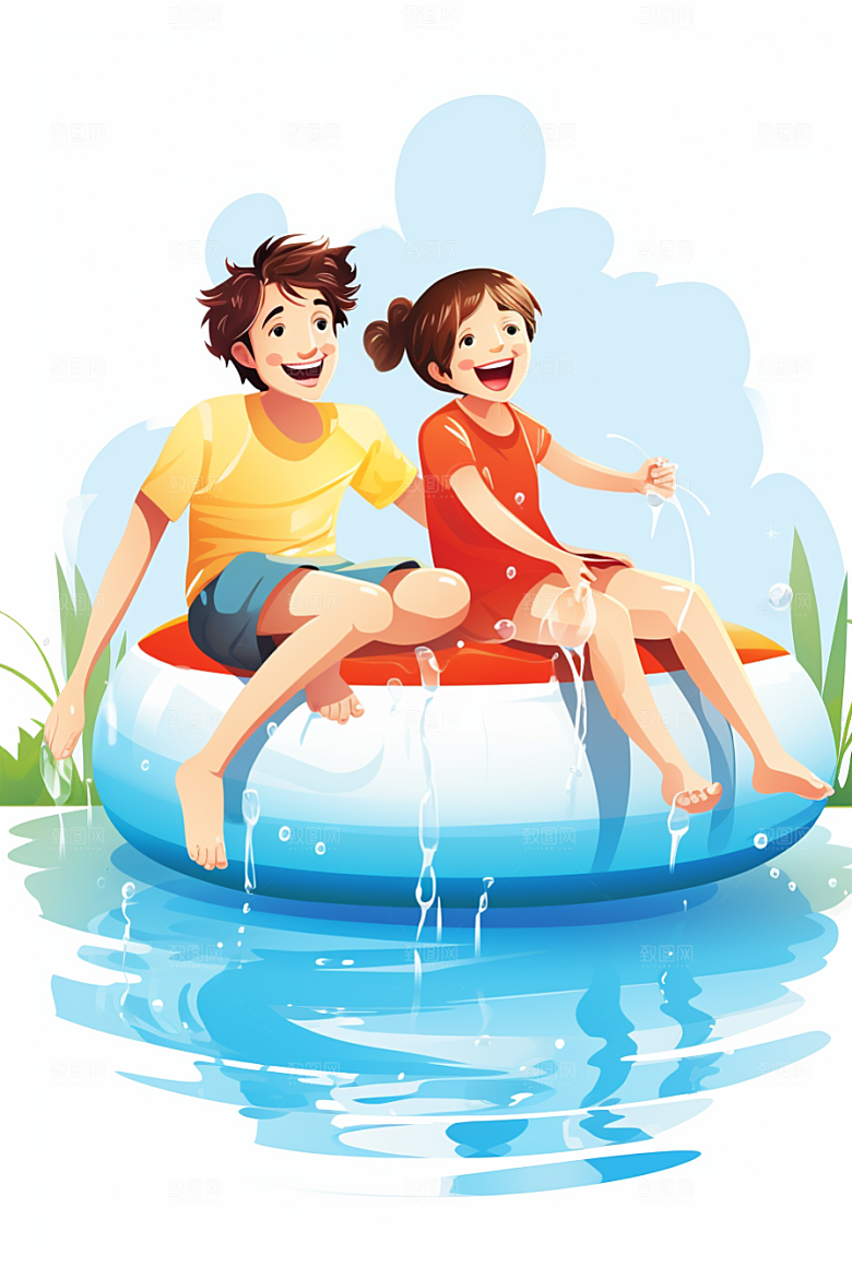 学生放暑假结业毕业旅游插画