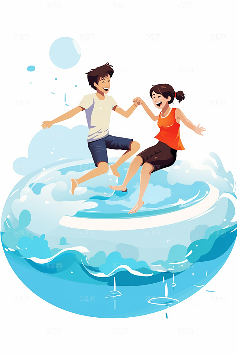 学生放暑假毕业旅游结业插画