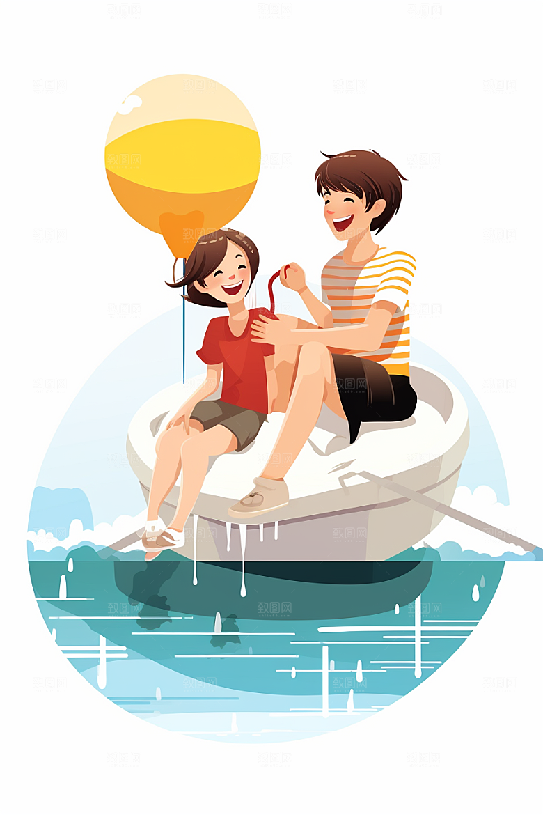 学生放暑假毕业旅游夏季插画