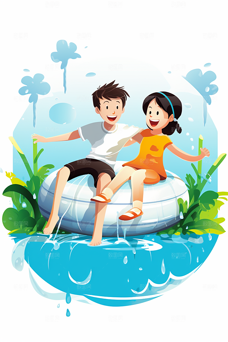 学生放暑假出游毕业旅游插画