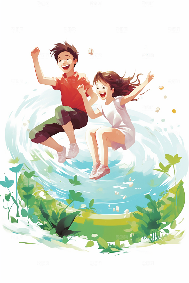 学生放暑假毕业旅游夏季插画