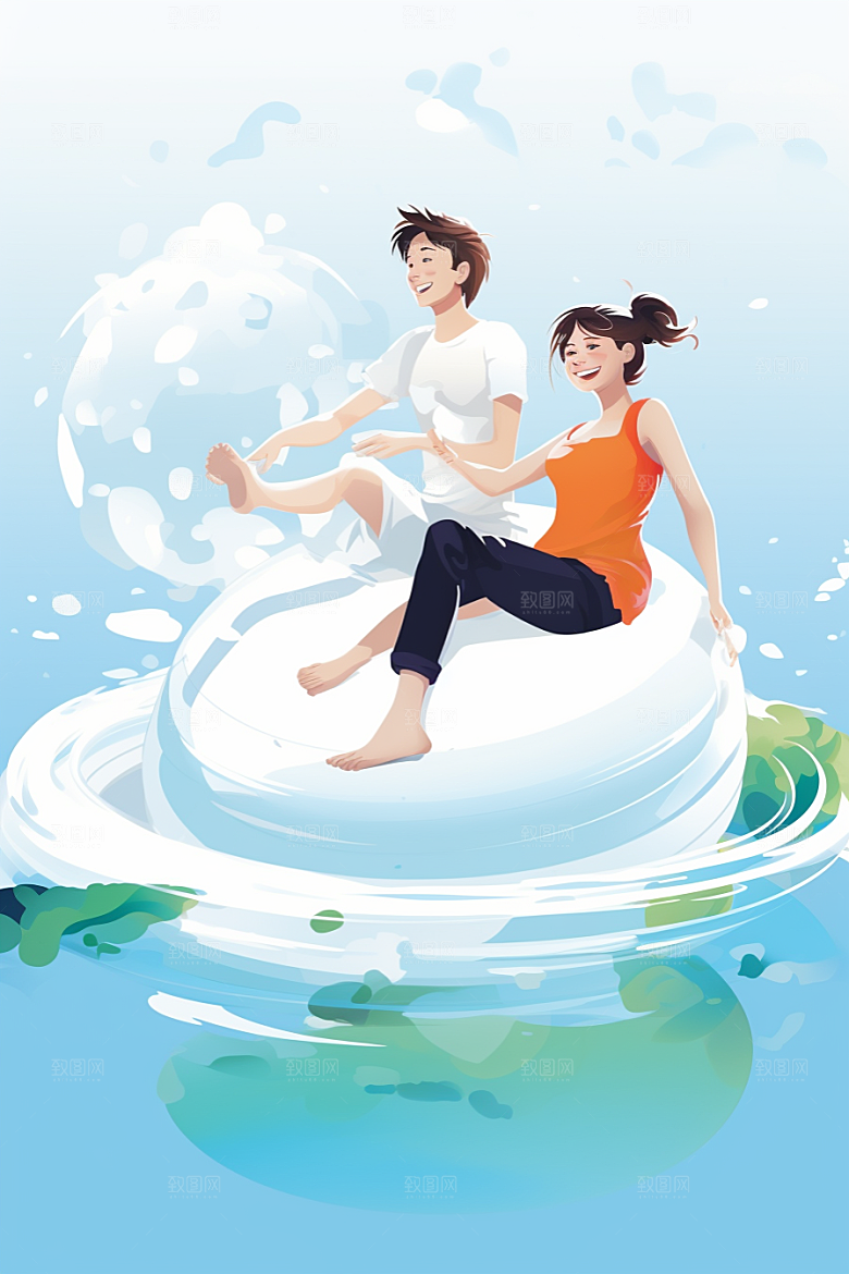 学生放暑假手绘放假了插画