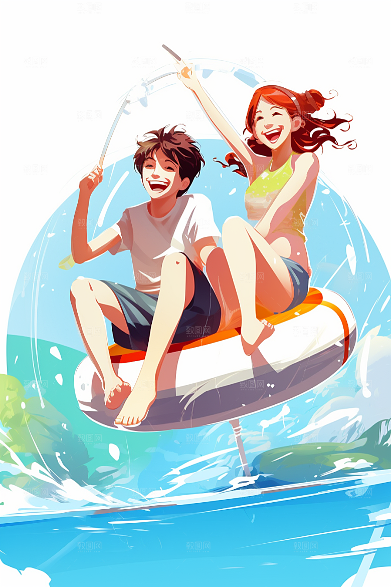 学生放暑假夏季结业插画