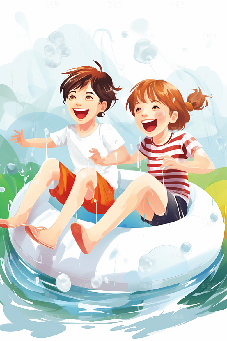 学生放暑假结业快乐插画