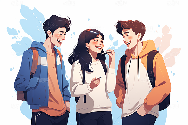 学生放暑假快乐夏季插画