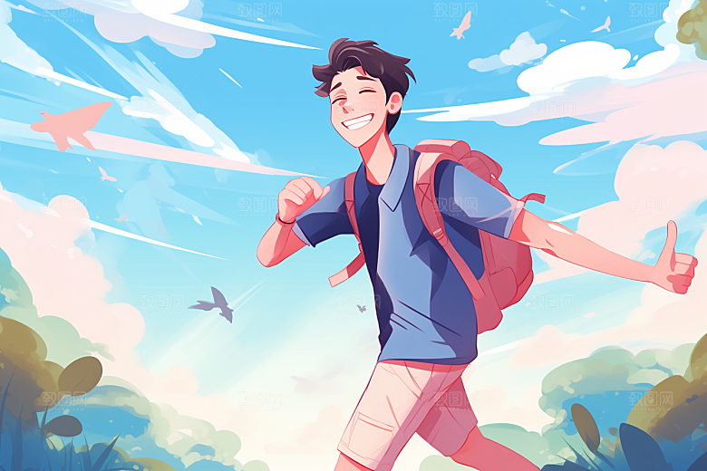 学生放暑假旅游毕业旅游插画