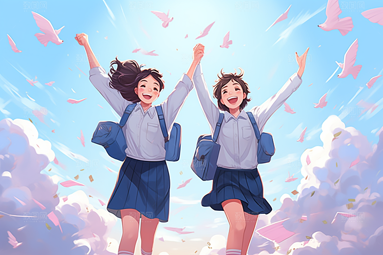 学生放暑假手绘夏季插画