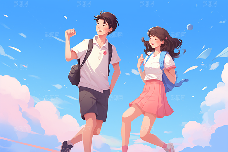 学生放暑假旅游毕业旅游插画