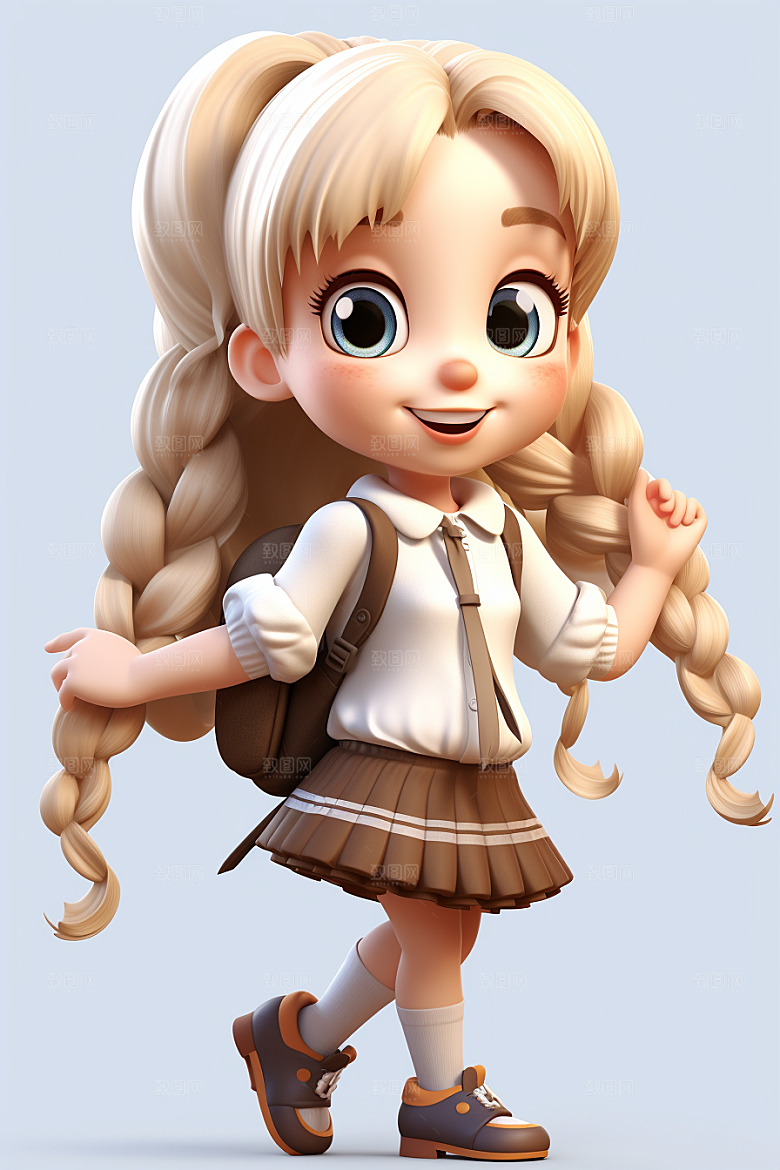 开学季学生立体青少年模型