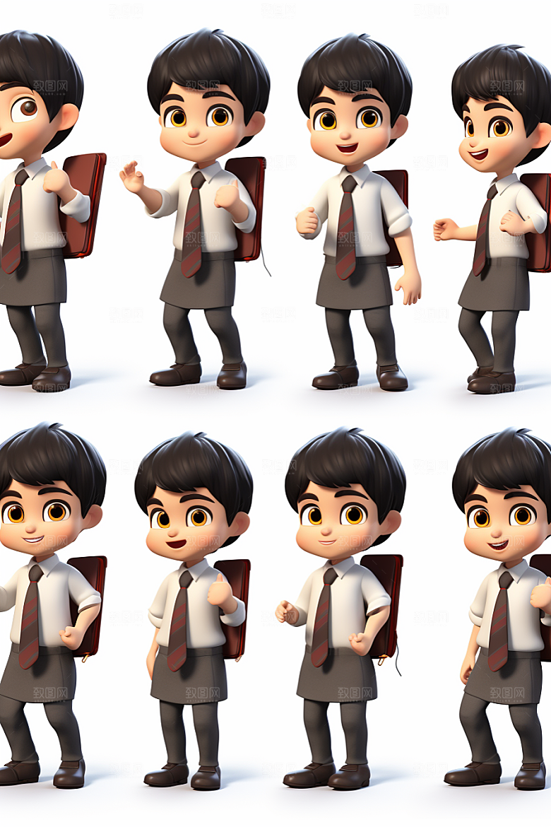 开学季学生3D阳光模型