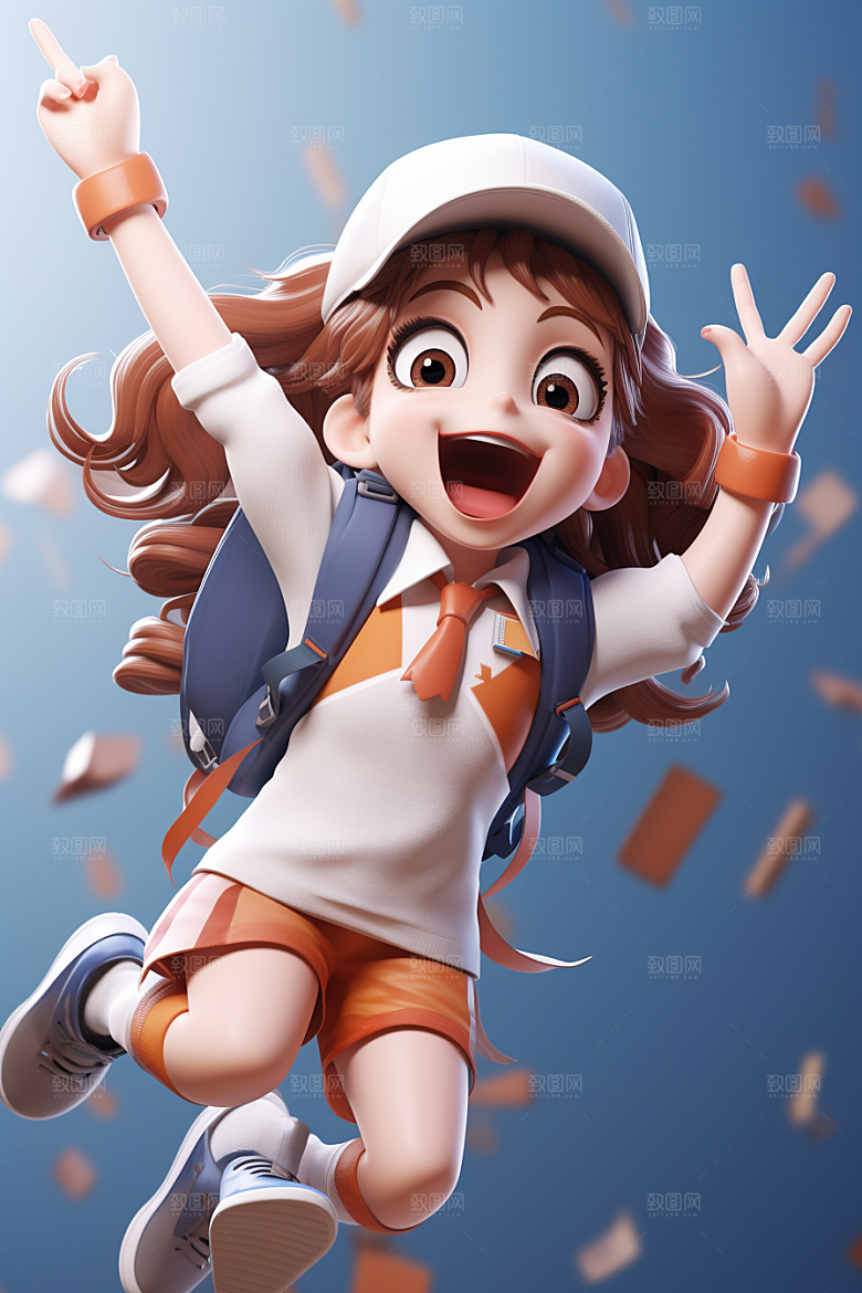 开学季学生可爱青少年模型