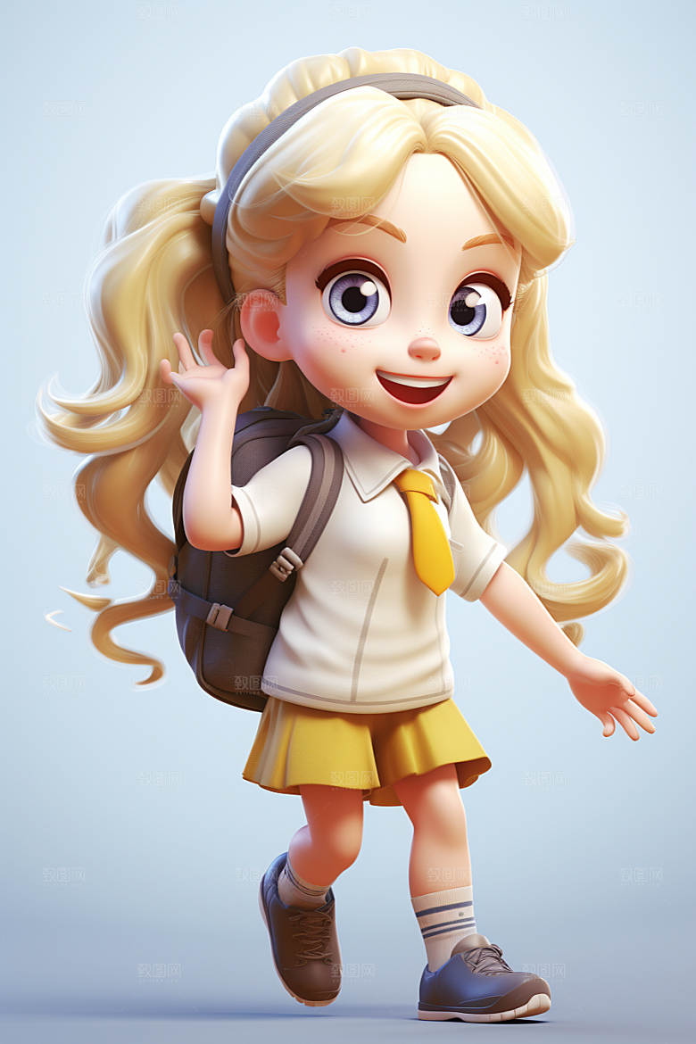 开学季学生3D立体模型