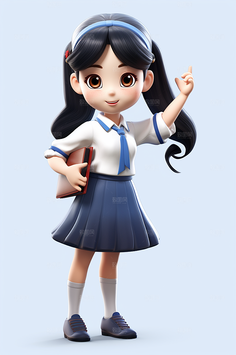 开学季学生可爱青少年模型