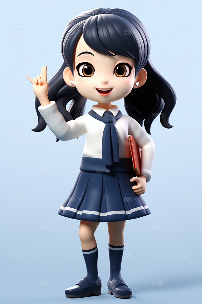 开学季学生3D青春模型