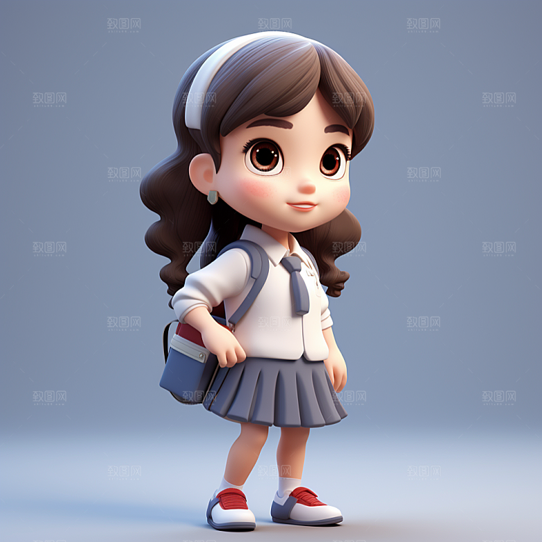 开学季学生3D人物IP模型