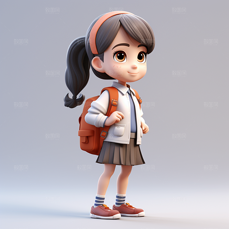 开学季学生青春人物形象模型