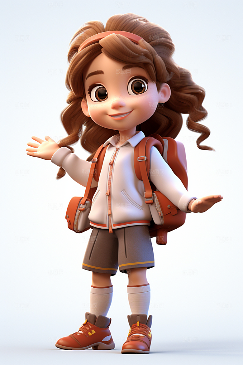 开学季学生人物形象3D模型
