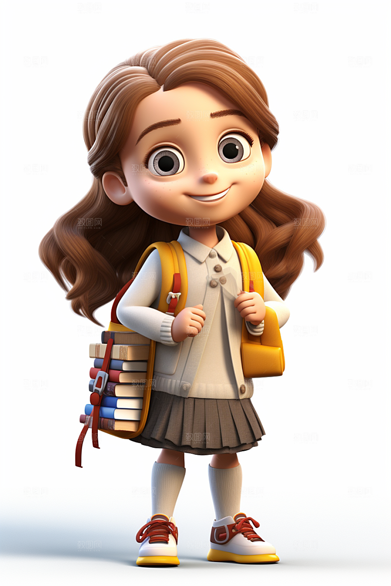开学季学生可爱人物形象模型