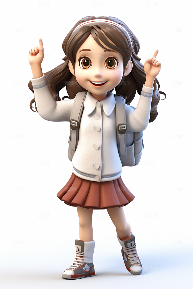 开学季学生青春人物形象模型