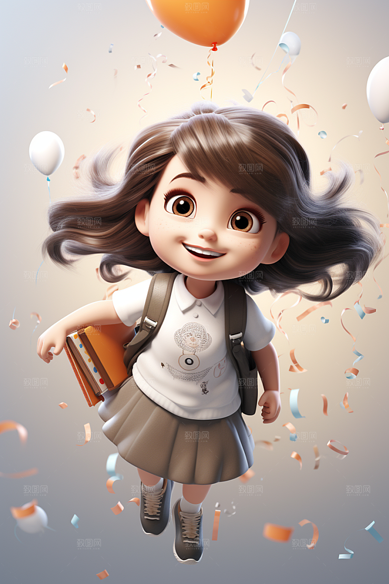 开学季学生人物形象立体模型