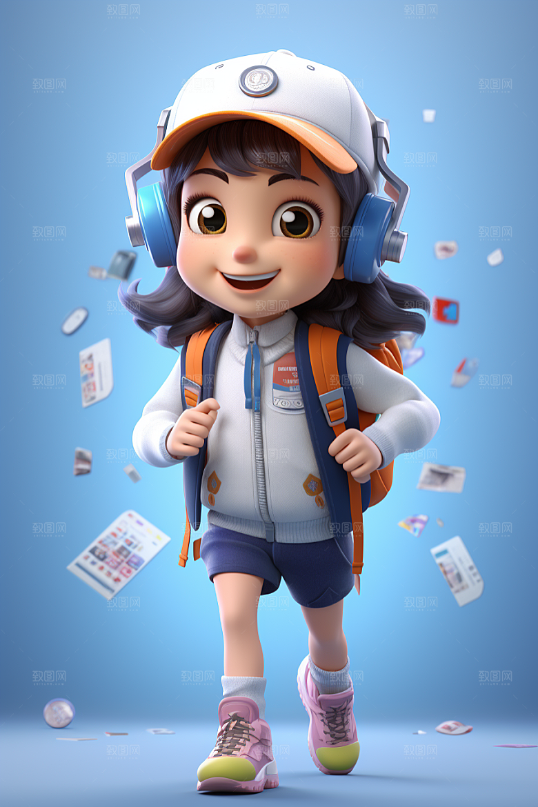 开学季学生立体阳光模型
