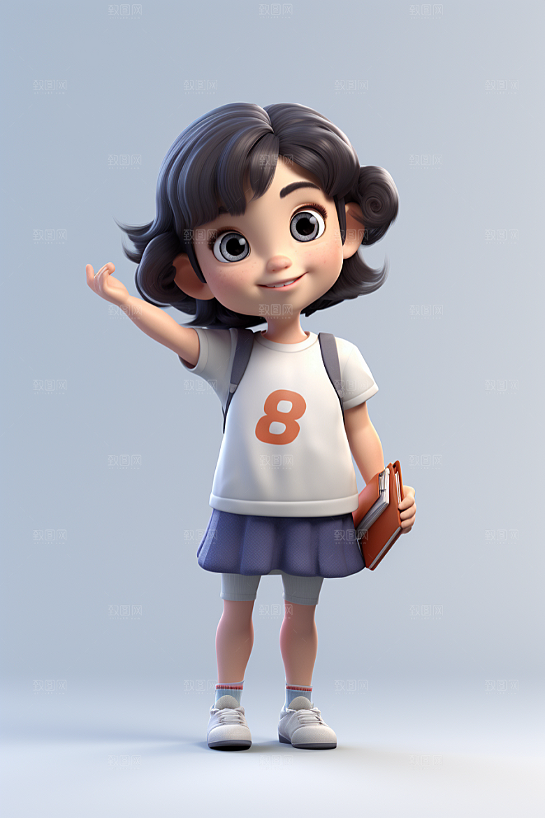 开学季学生立体青少年模型