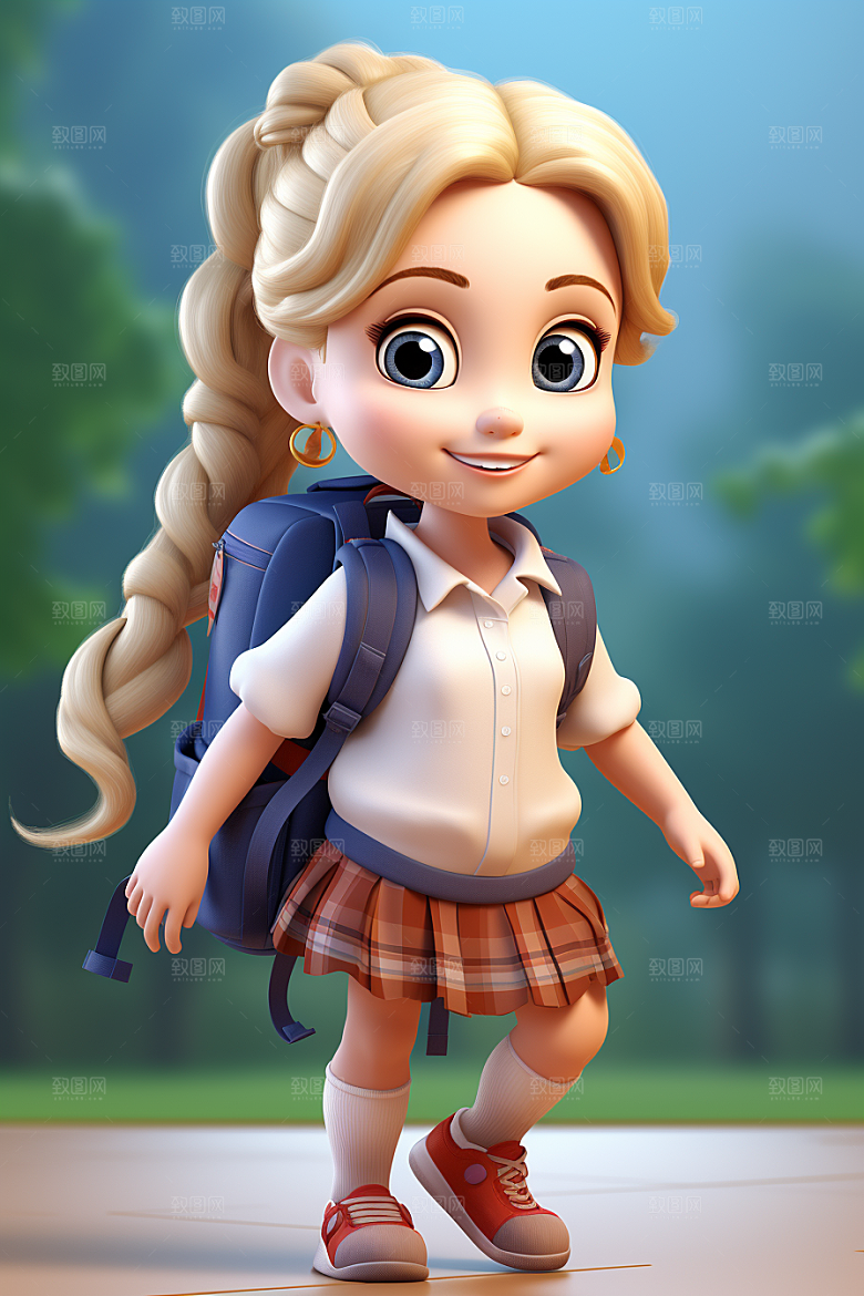 开学季学生可爱青少年模型
