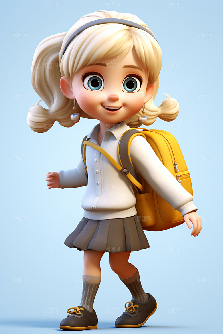 开学季学生人物形象阳光模型