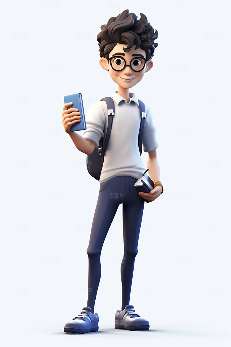 开学季学生3D立体模型