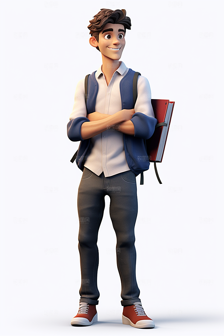 开学季学生3D人物IP模型