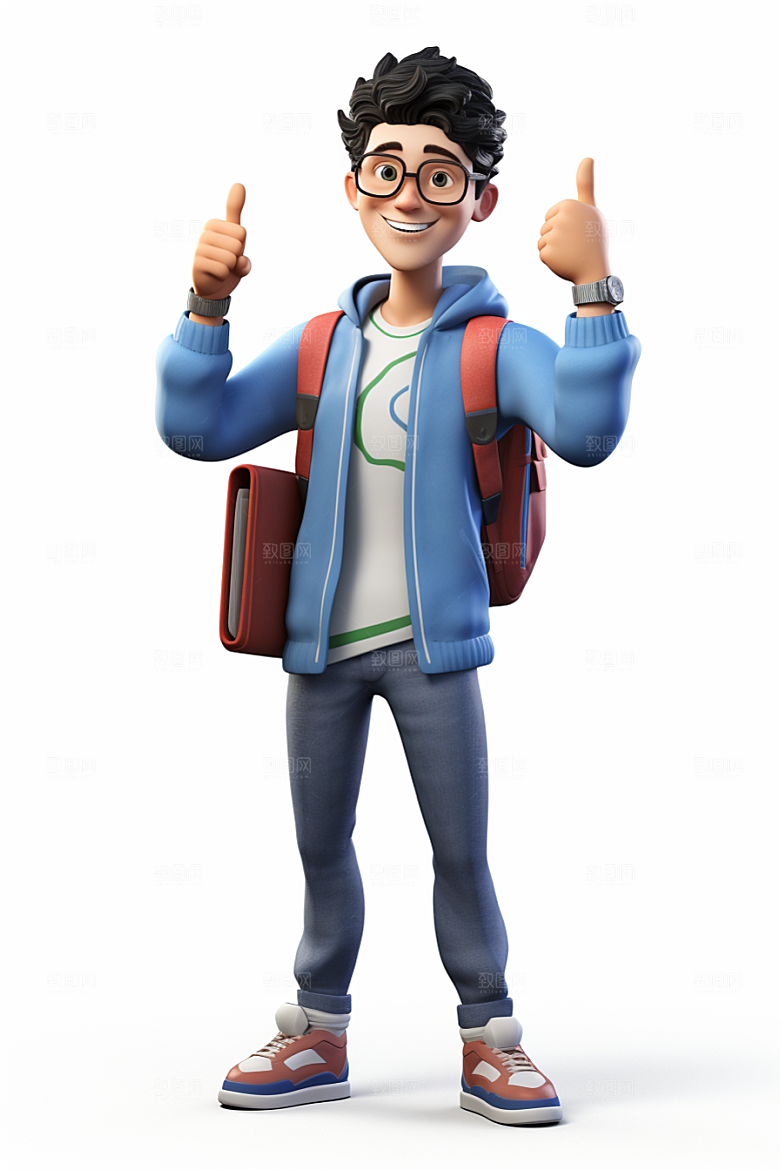 开学季学生青少年立体模型