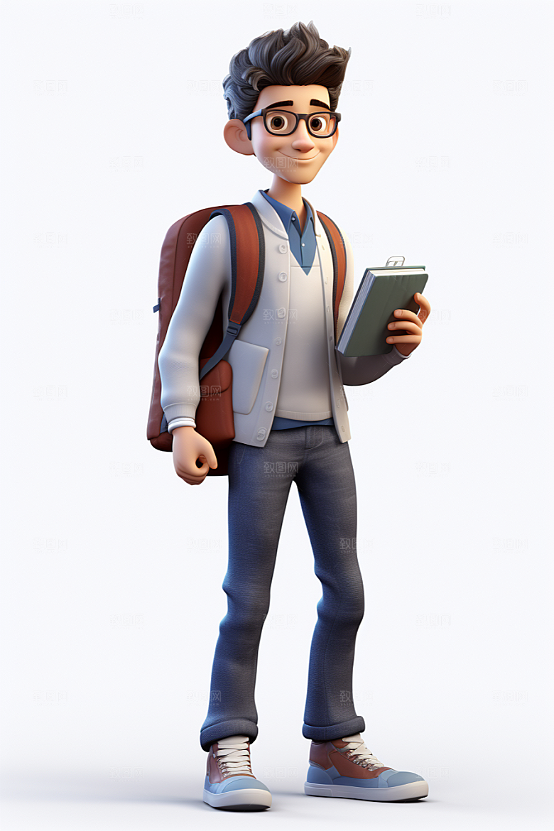 开学季学生立体人物形象模型