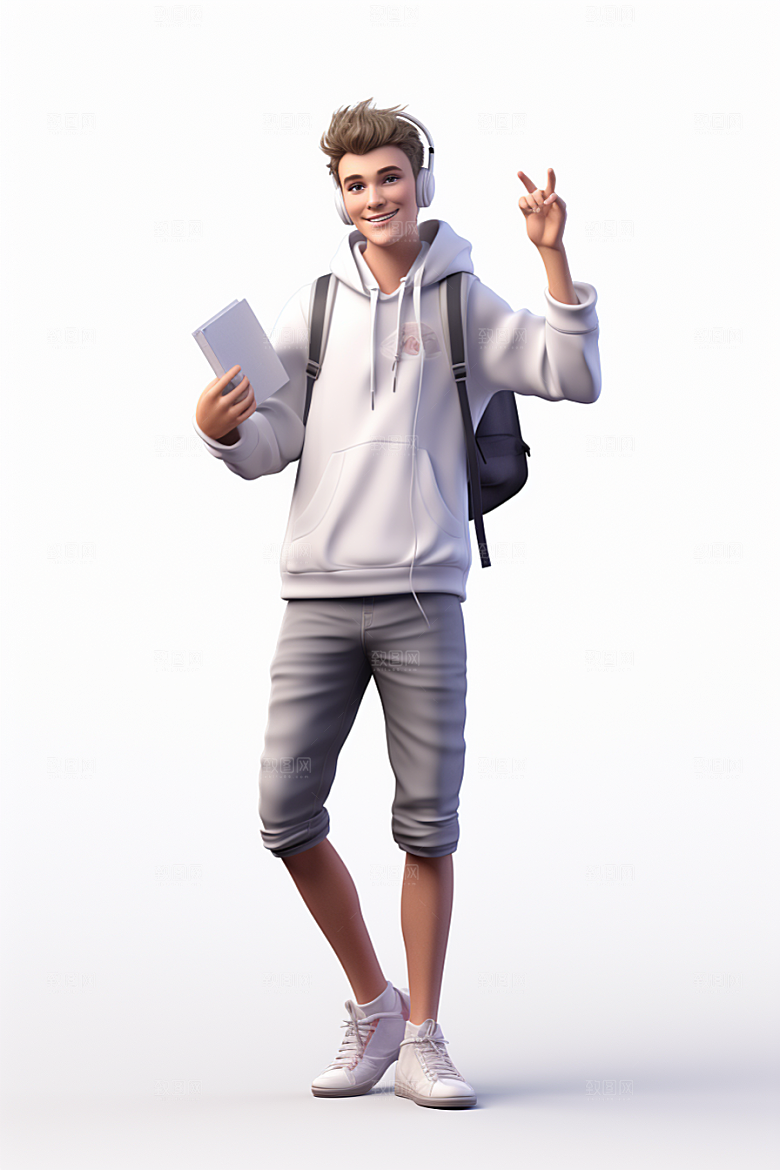 开学季学生人物形象青春模型